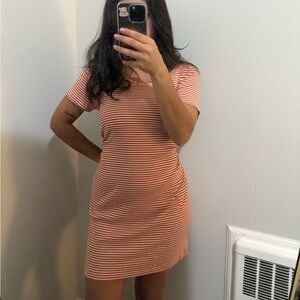 Madewell Red, Brown, and White Striped Mini Dress